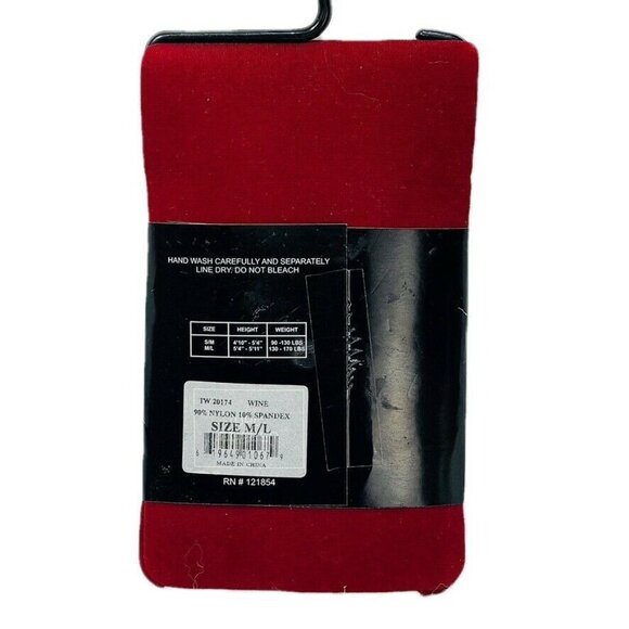 Todd Welsh Womens Footless Tights M/L Red Wine 90% Nylon 10% Spandex - Picture 2 of 3